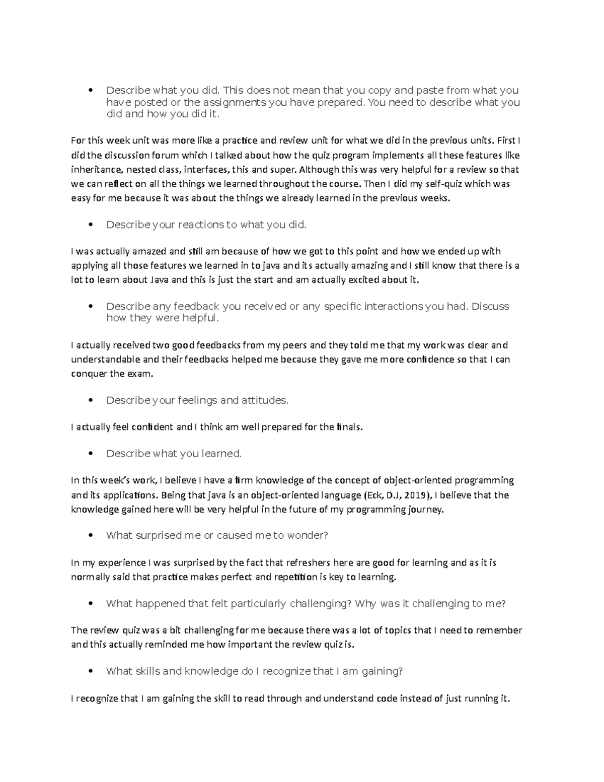 Cs 1102 Learning journal unit 8 uopeople - Describe what you did. This ...