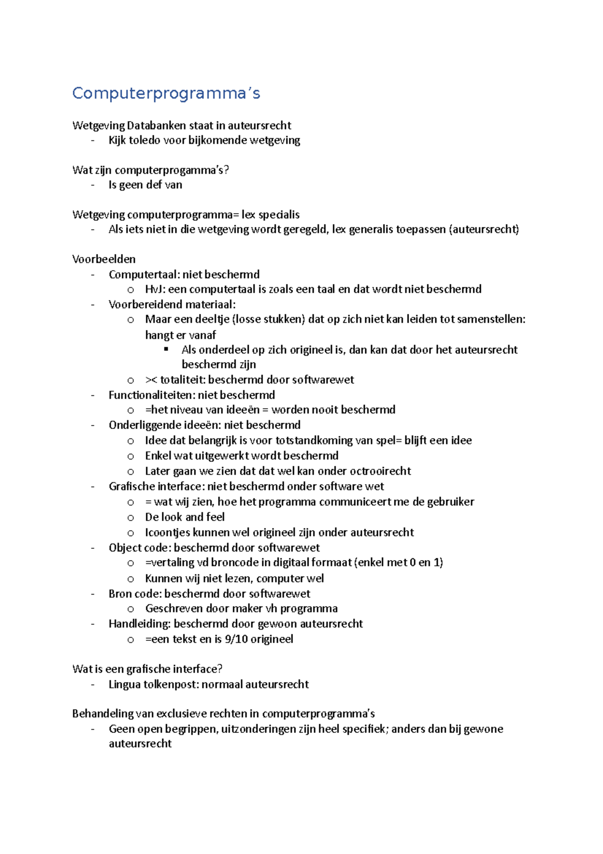 Computerprogramma's en databanken - Computerprogramma’s Wetgeving ...
