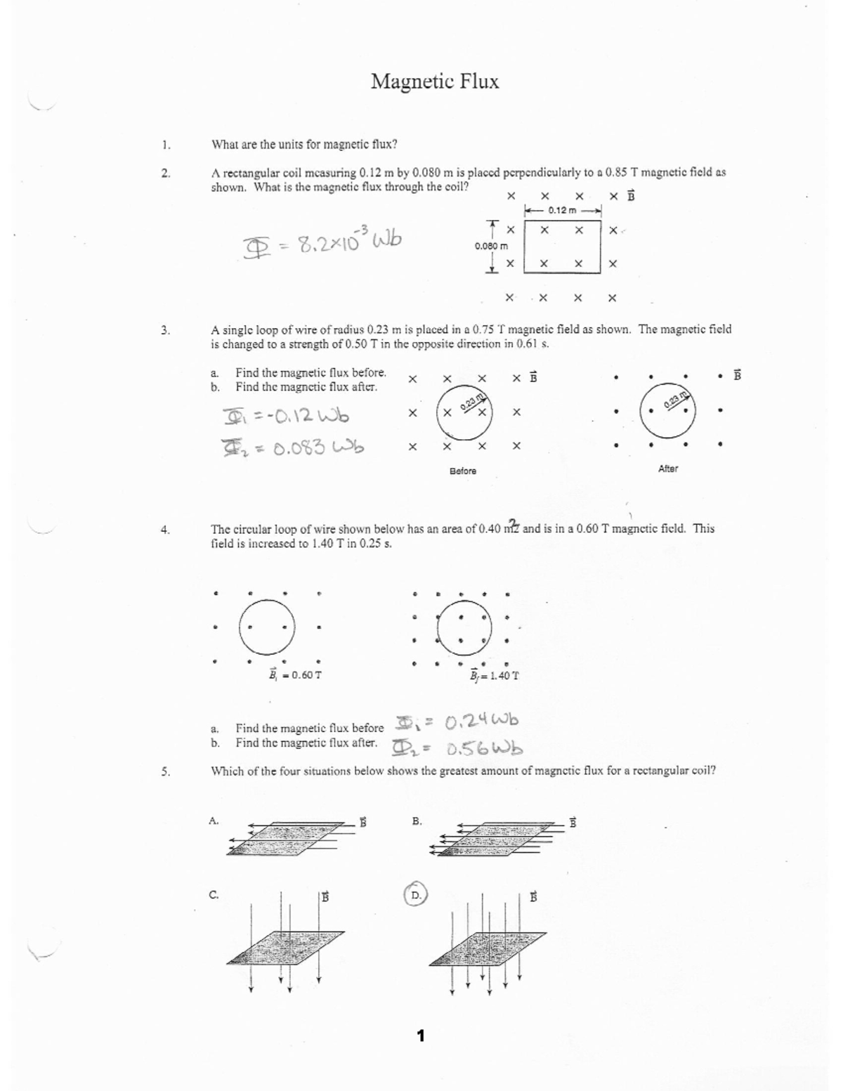 Flux and Electromagnetic Induction problems - Electromagnetic Induction ...