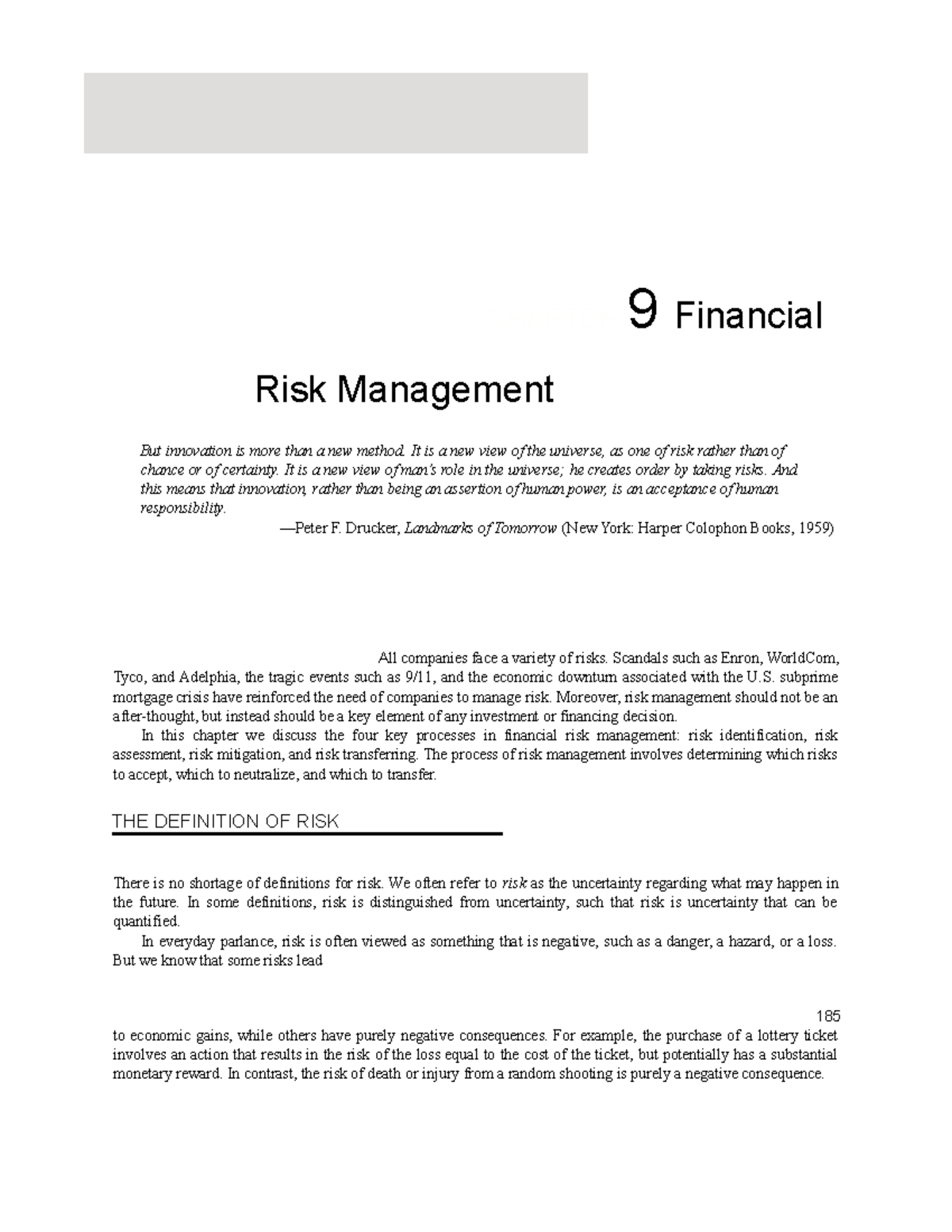 Chapter 9 Financial Risk Management - CHAPTER 9 Financial Risk ...