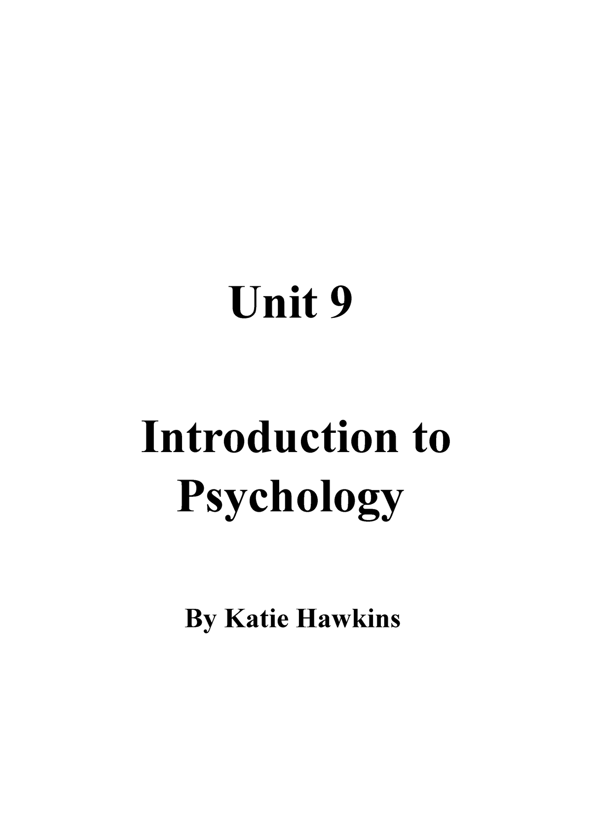 unit 9 introduction to psychology assignment planner