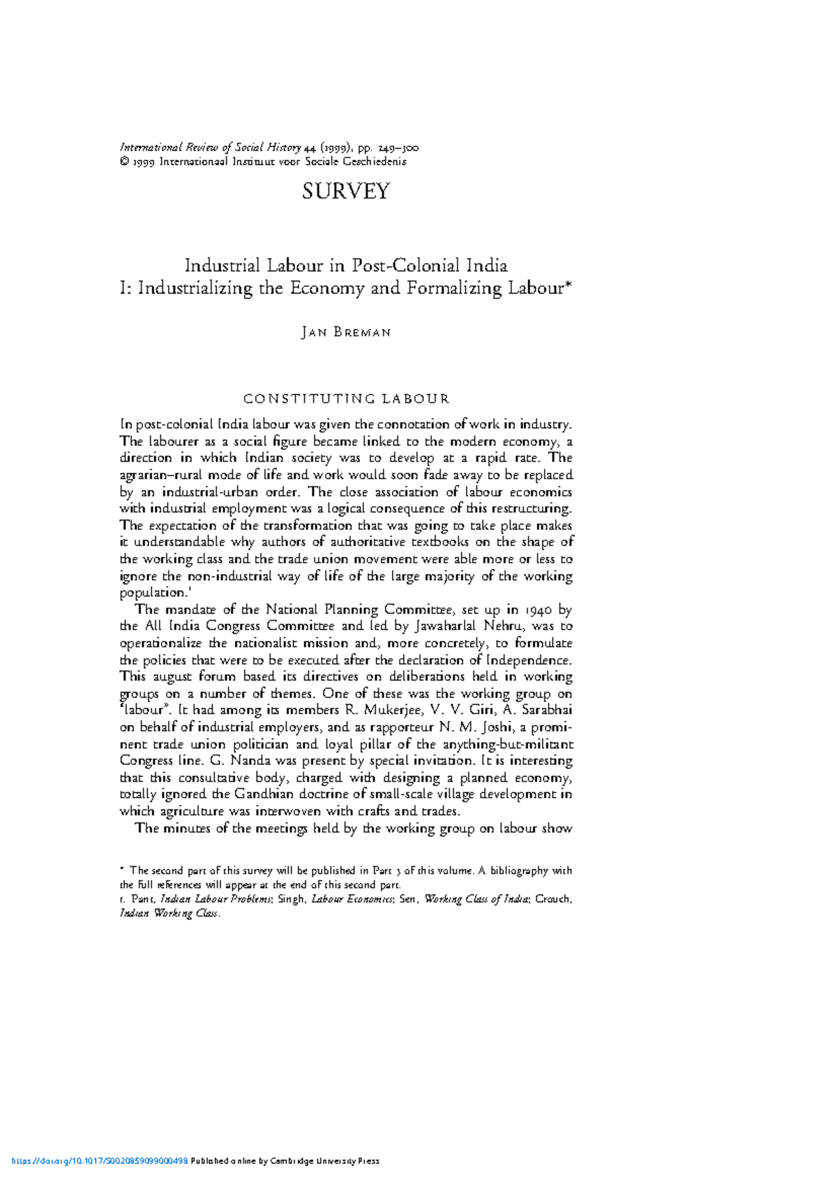 Industrial labour in postcolonial india i industrializing the economy