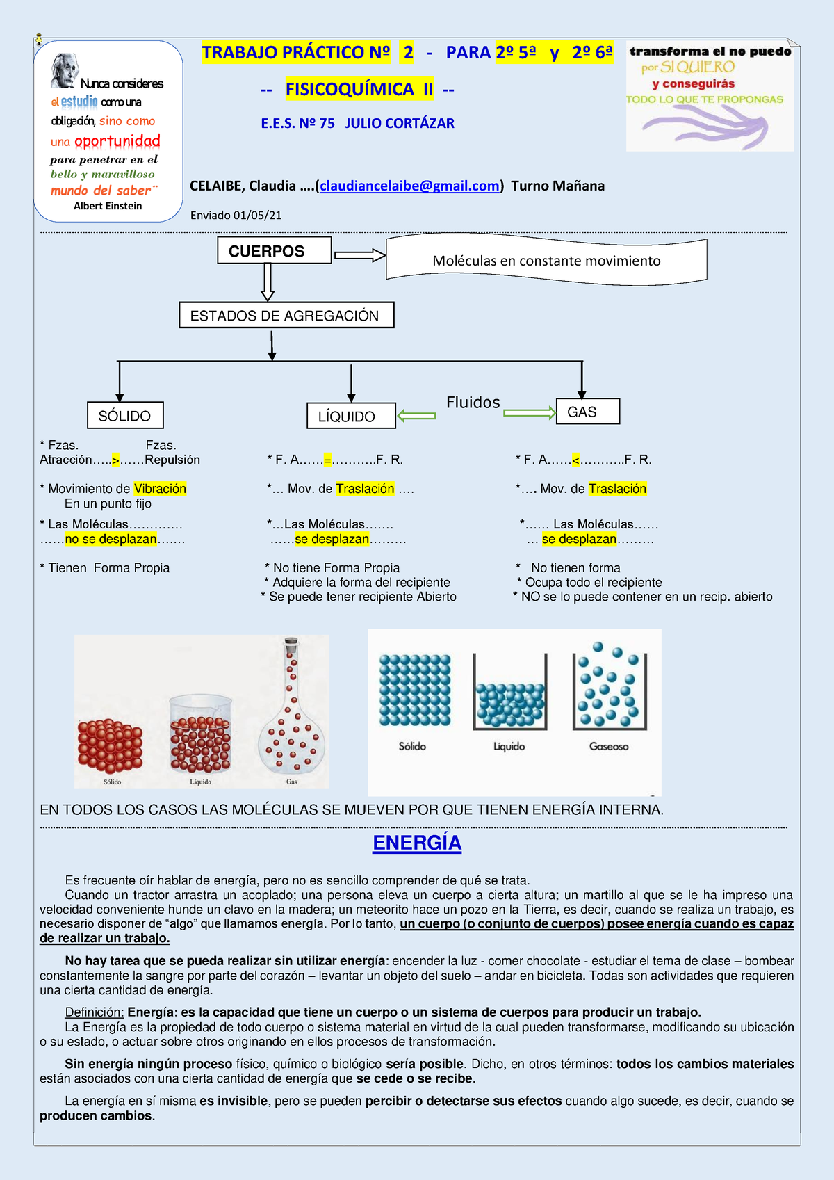 Tp Nº 2 Fisicoquímica Ii 2º Año 1º Cuatrim 2021 Trabajo PrÁctico Nº 2 Para 2º 5ª Y 2º 6ª 7272