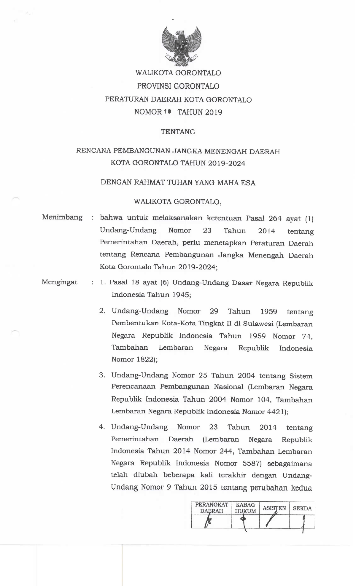 81Perda No 10 Tahun 2019 Tentang Rpjmd Kota Gorontalo 2019 - 2024 ...