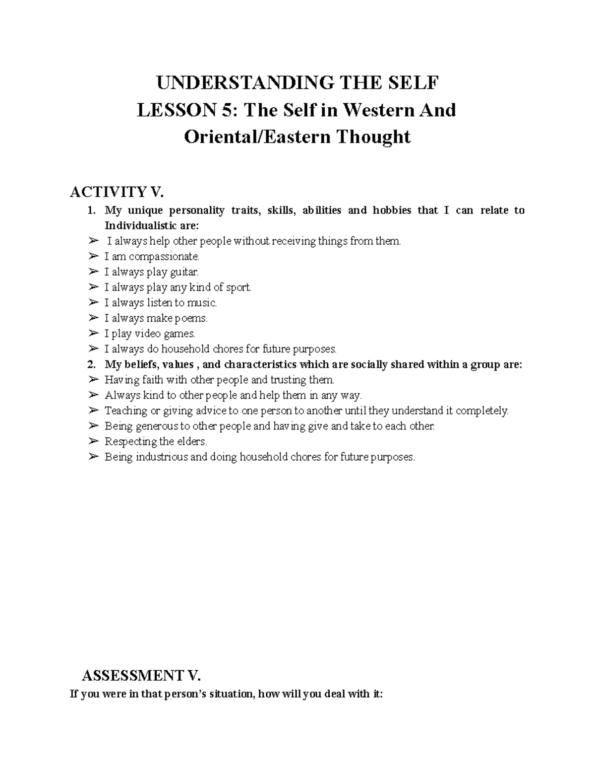 The Self in Western And Oriental Eastern Thought - UNDERSTANDING THE ...