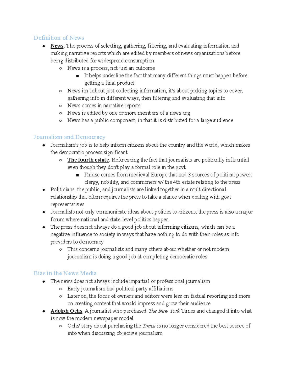 Ch. 6 Newsroom - Intro To Mass Comm. Textbook Notes - Definition Of ...