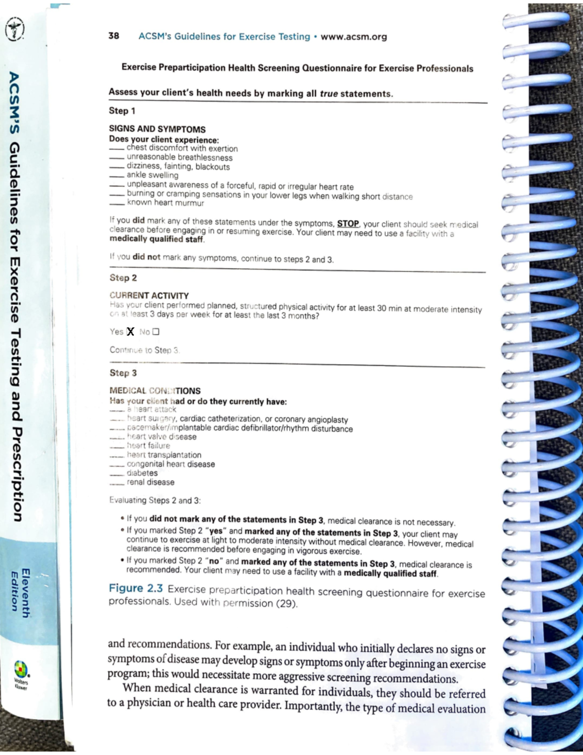 Exercise Presparticipation Health Screening Questionnaire for Exercise ...