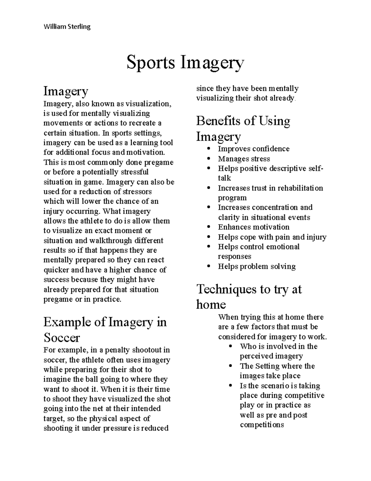 PST handout - brochure of an overview of Imagery - William Sterling ...