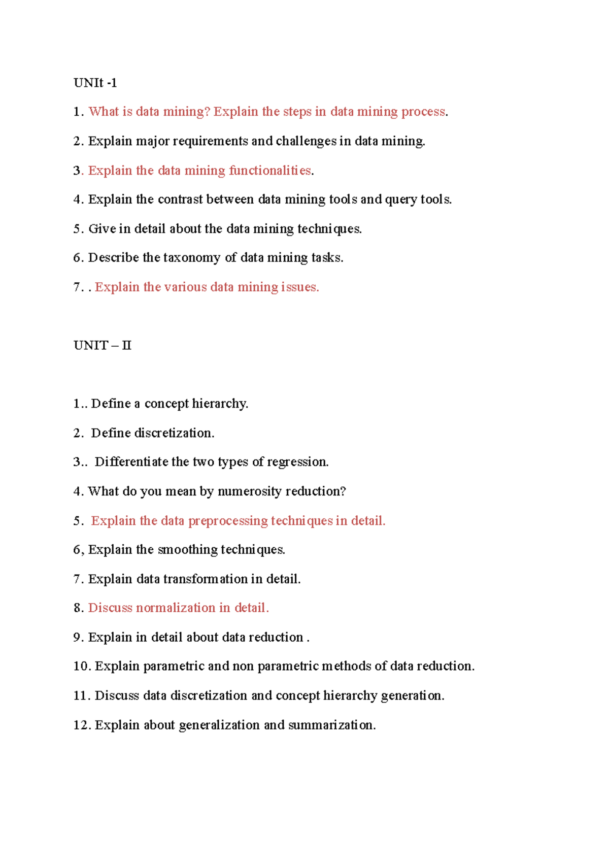 Dm Important Questions - UNIt - What is data mining? Explain the steps ...