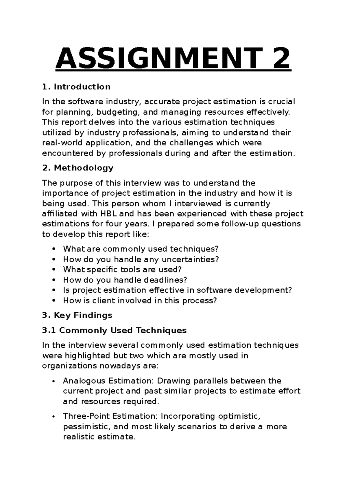 SEE Assign 2 software - ASSIGNMENT 2 1. Introduction In the software ...