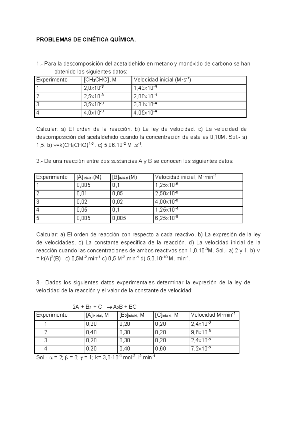 Problemas DE Cinetica Quimica Para Universitarios - PROBLEMAS DE ...