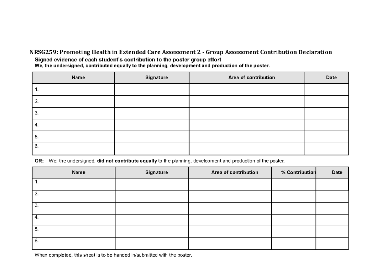 NRSG259 Group Assessment Contribution Declaration copy - NRSG259 ...