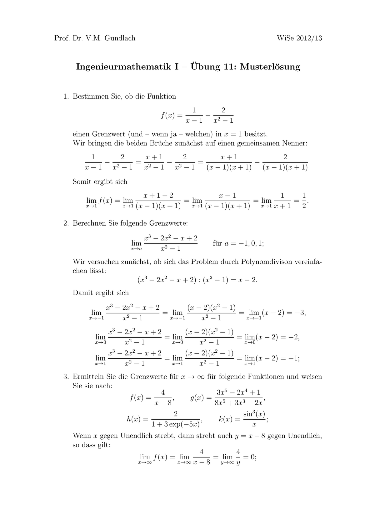 Aufgabe 11 Bau Musterloesung - Prof. Dr. V. Gundlach WiSe 2012 ...