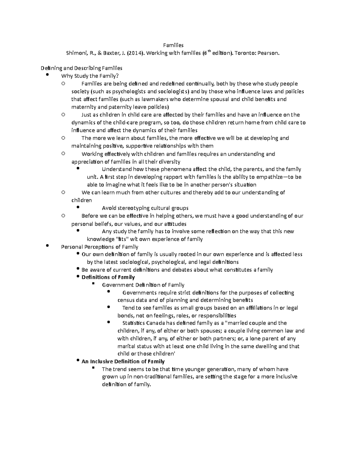 Families - Chapter 1 - Families Shimoni, R., Baxter, J. (2014). Working ...