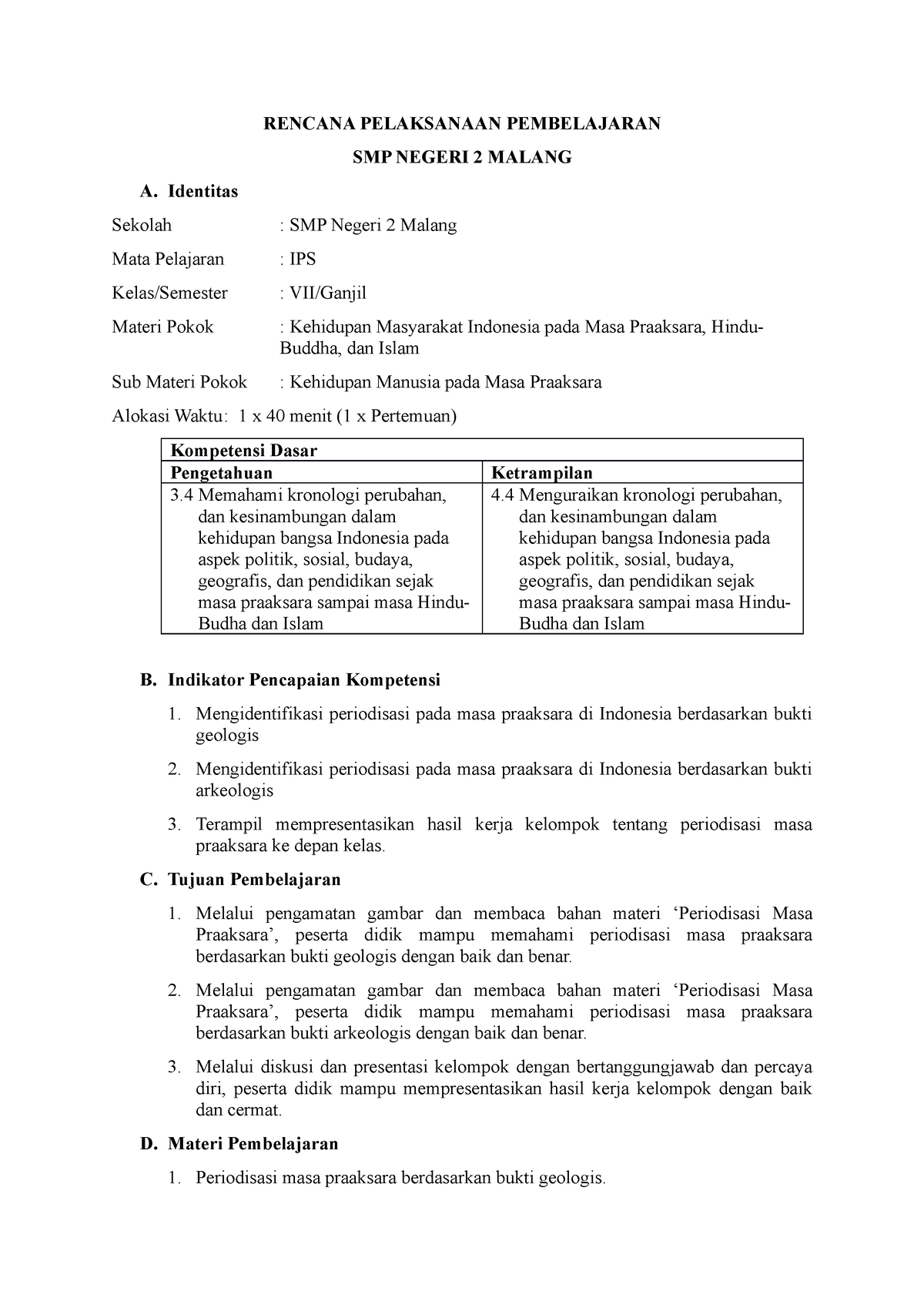 Revisi RPP - RENCANA PELAKSANAAN PEMBELAJARAN SMP NEGERI 2 MALANG A ...