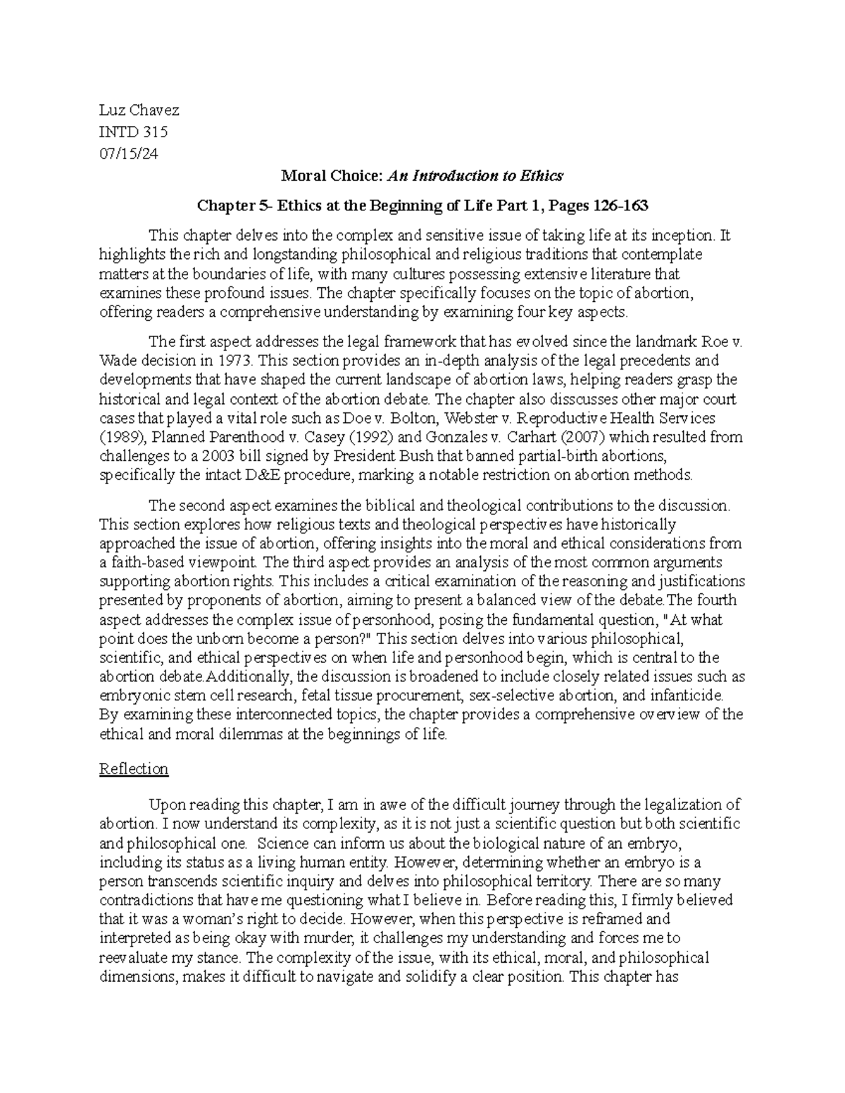 Week 4 Ethics report based on 'Moral Choices