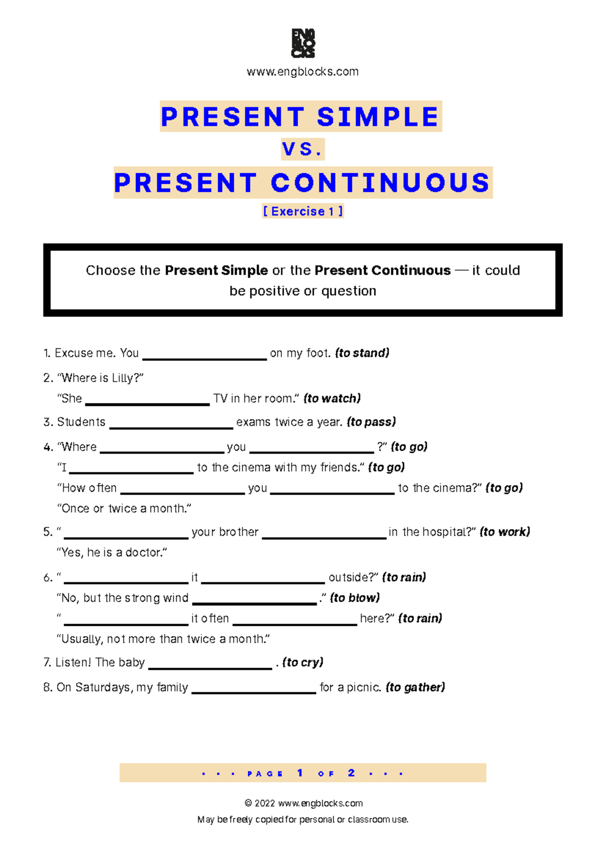 Present-simple-vs-present-continuous - engb ocks P R E S E N T S M P L ...