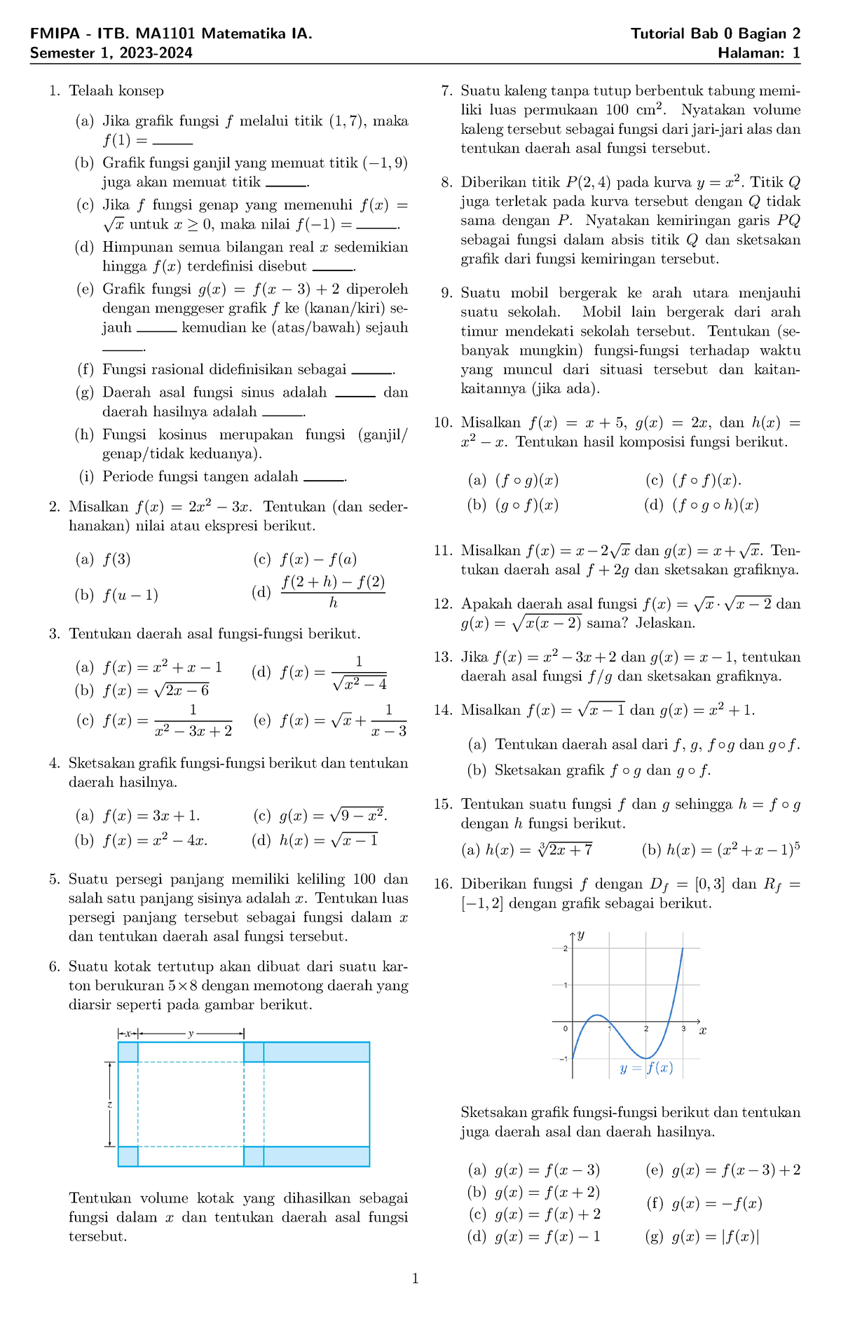 Tutorial MA1101 Bab 0 (Bagian 2) 2023-2024 - FMIPA - ITB. MA1101 ...