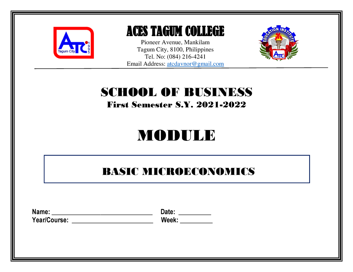 Lesson 3 Production and Cost 0 - ACES TAGUM COLLEGE Pioneer Avenue ...