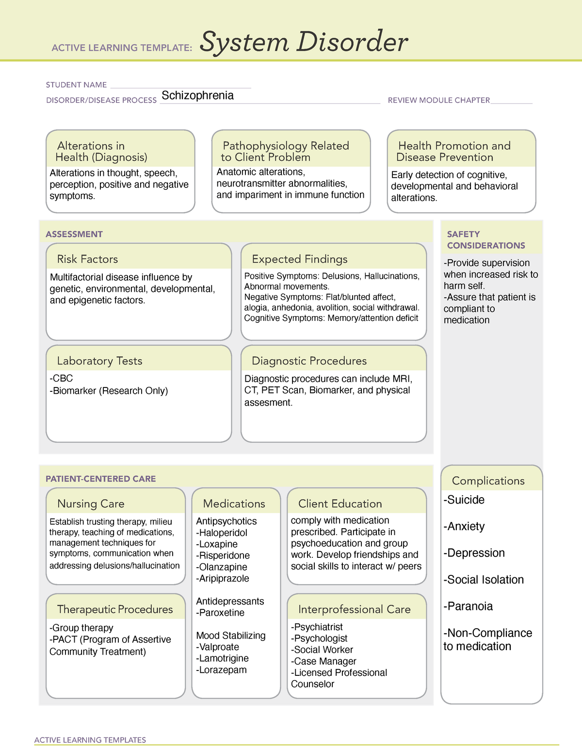 schizophrenia-disorder-system-sheet-active-learning-templates-system-disorder-student-name