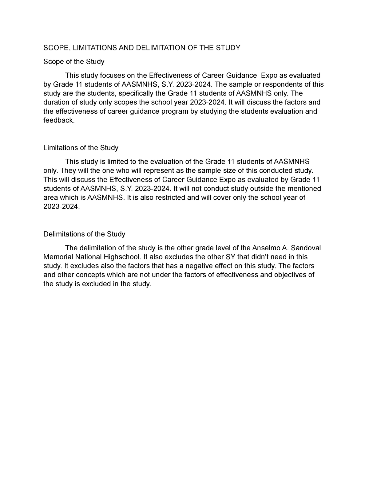 scope and limitation thesis example