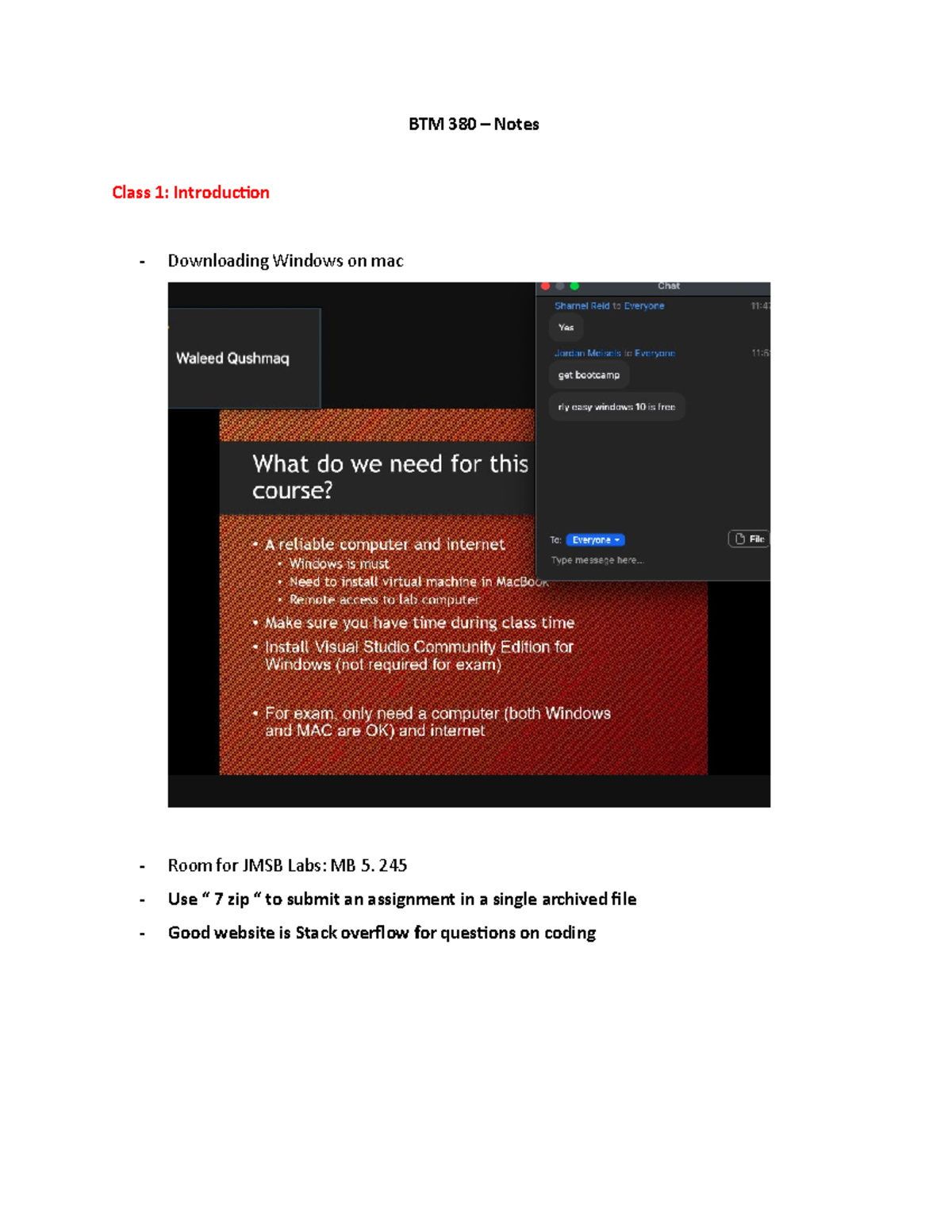 BTM 380 - Notes - BTM 380 – Notes Class 1: Introduction - Downloading ...
