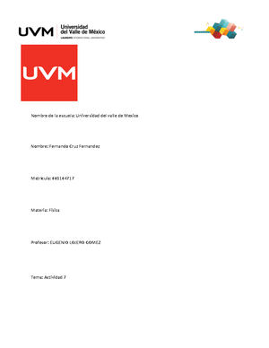 Actividad 4 Fisica UVM - RESOLUCIÓN DE PROBLEMAS- TRABAJO Y ENERGÍA ...