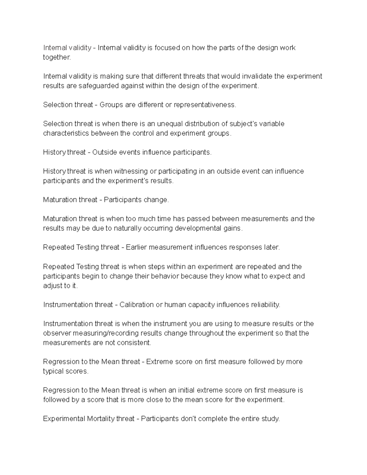 Cyphers - Internal Validity Learning Guide - Internal validity ...
