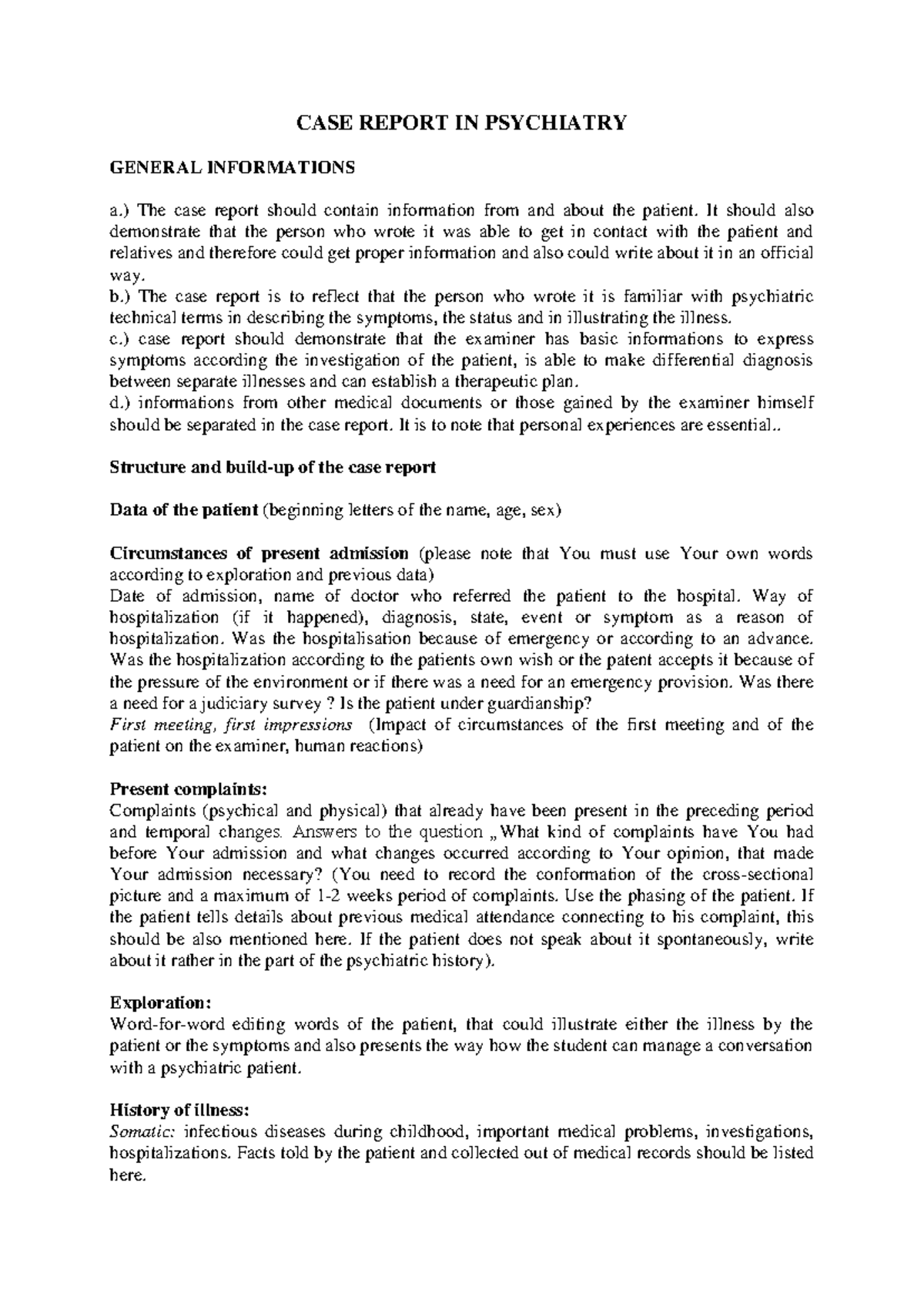 Case report in psychiatry 051 - CASE REPORT IN PSYCHIATRY GENERAL ...