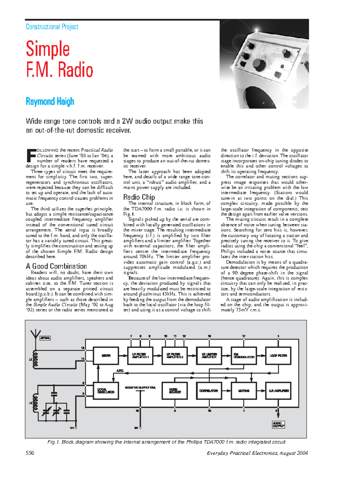 FM Receiver using TDA7000 F OLLOWING the recent Practical Radio