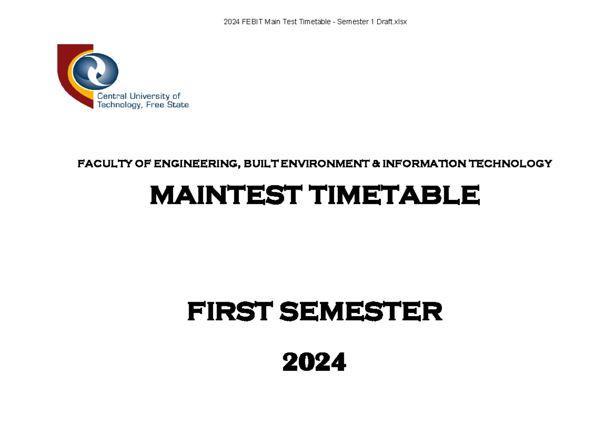 2024 Febit Main Test Timetable - Semester 1 Draft - 2024 FEBIT Main ...