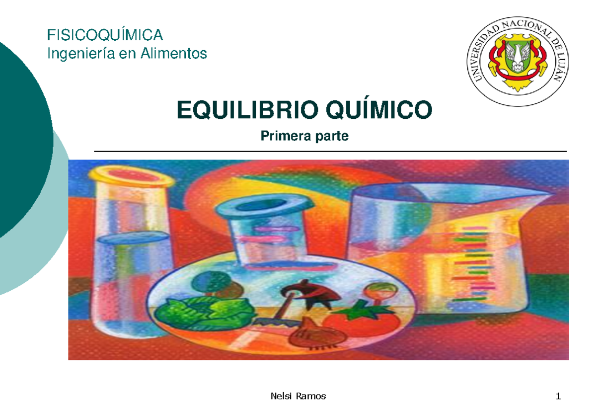 2020 Equilibrio Quimico primera parte - 1 FISICOQUÍMICAIngeniería en