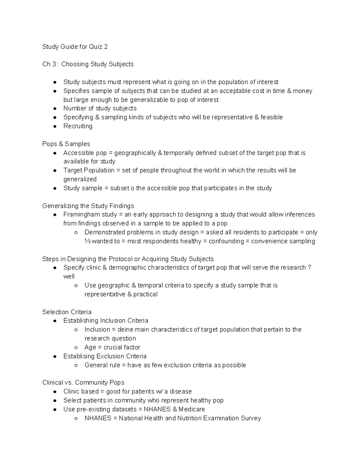 Midterm Study Guide Review Notes - Study Guide for Quiz 2 Ch 3 ...