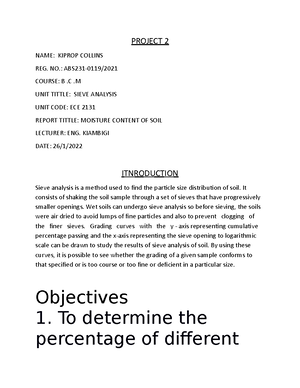 Moisture Content LAB Report - DETERMINATION OF MOISTURE CONTENT IN SOIL