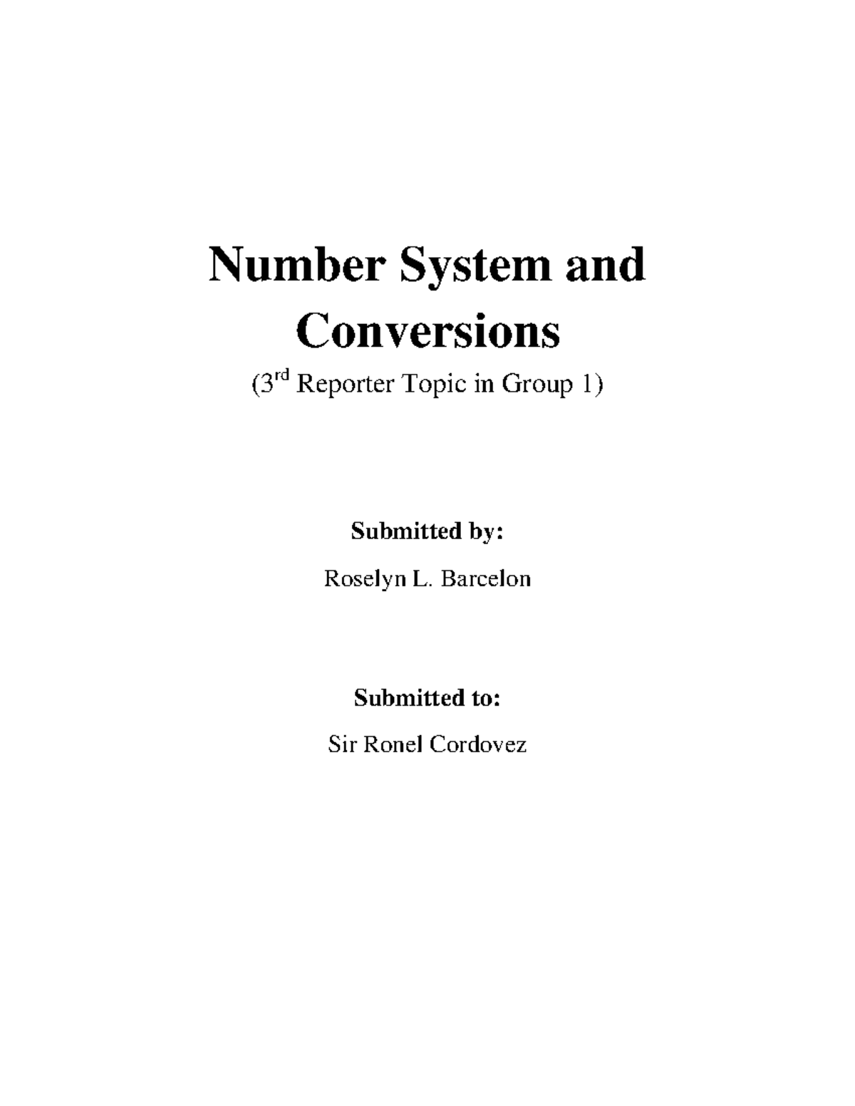 Number system and conversions barcelon number system and conversions