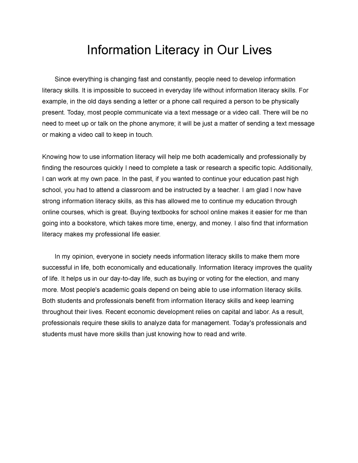 short essay about media literacy