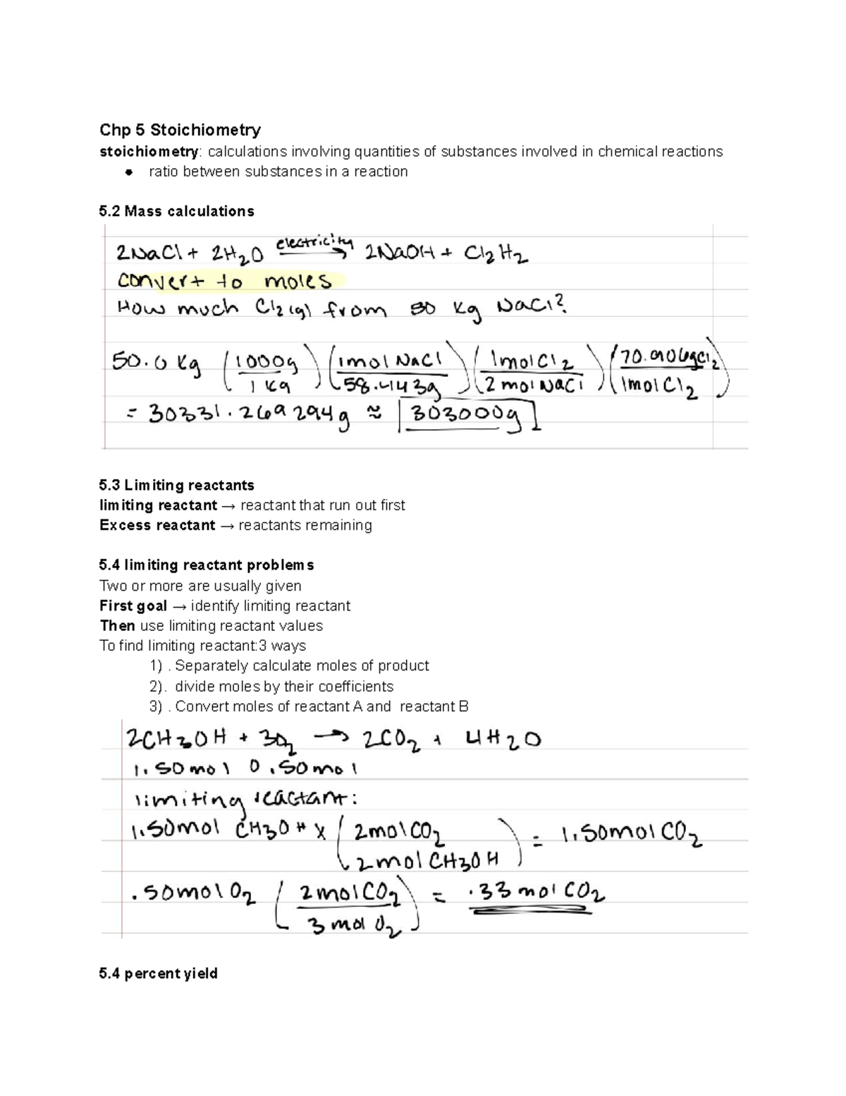 Chemistry Chapter 5 - Chp 5 Stoichiometry stoichiometry : calculations ...