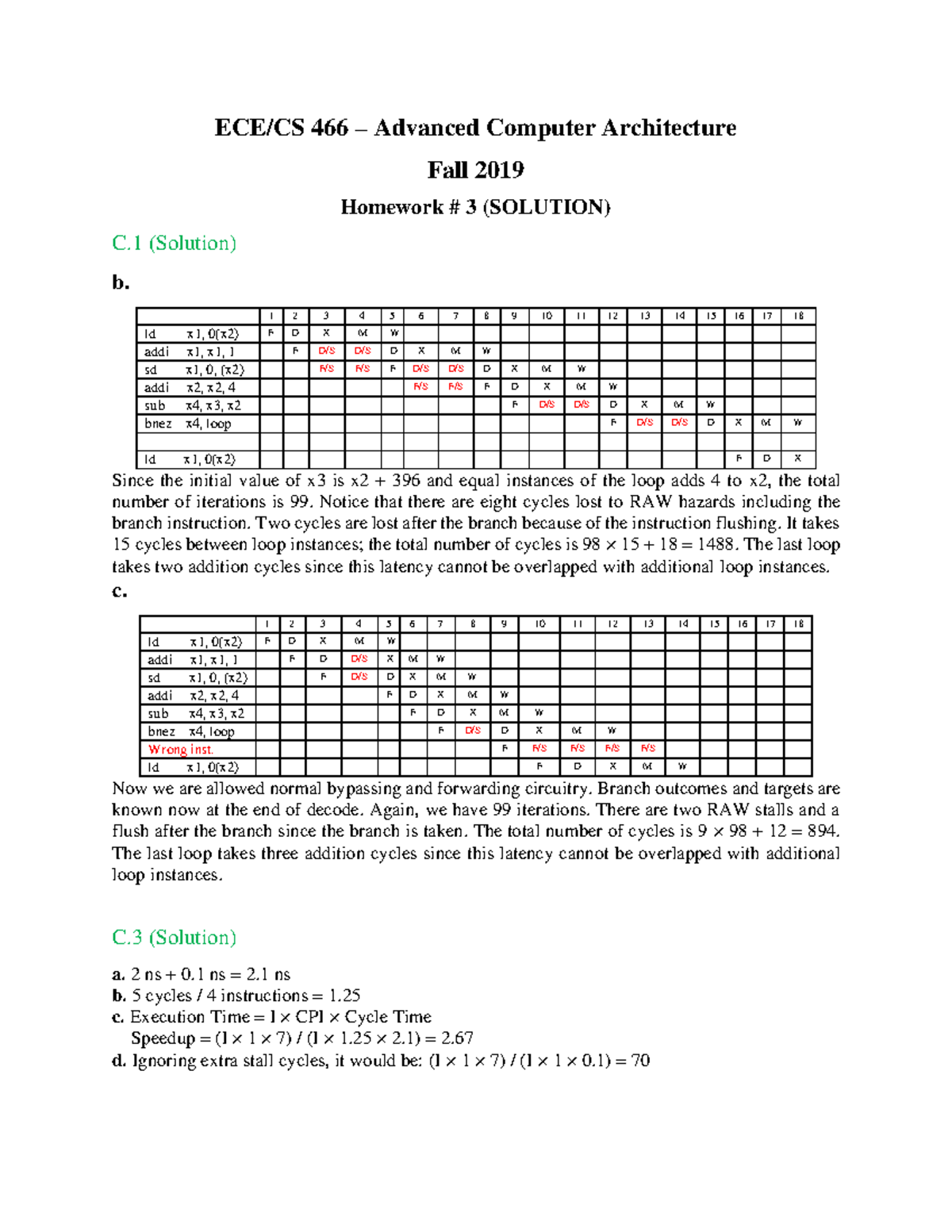 ECE/CS466 - Advanced Computer Architecture - Homework 3 Solutions - ECE ...