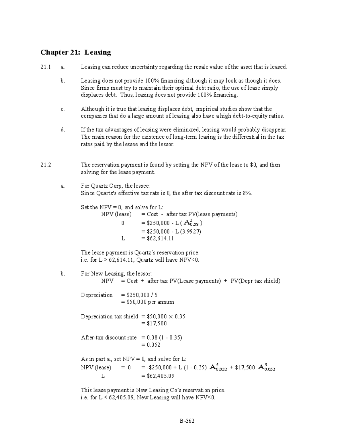 Ch021 - Adsadeadadsad - Chapter 21: Leasing 21 A. Leasing Can Reduce ...