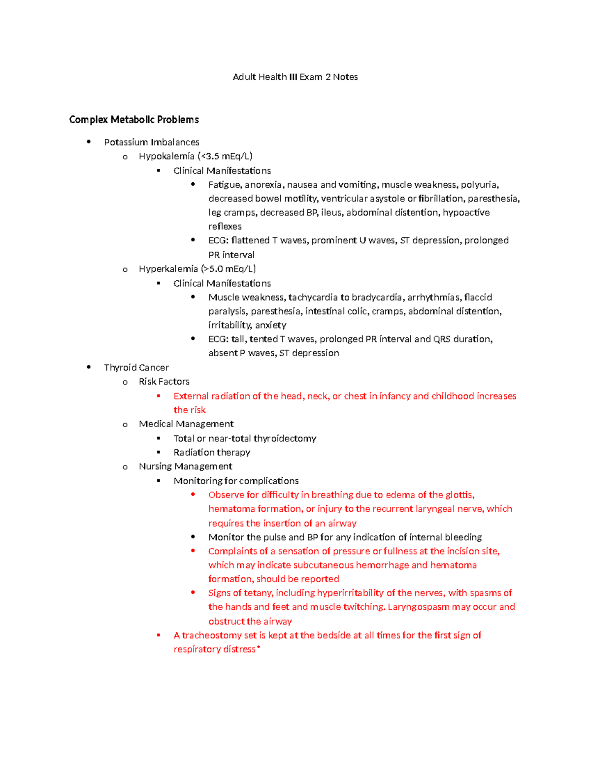 Adult Health III Exam 2 Notes - Adult Health III Exam 2 Notes Complex ...