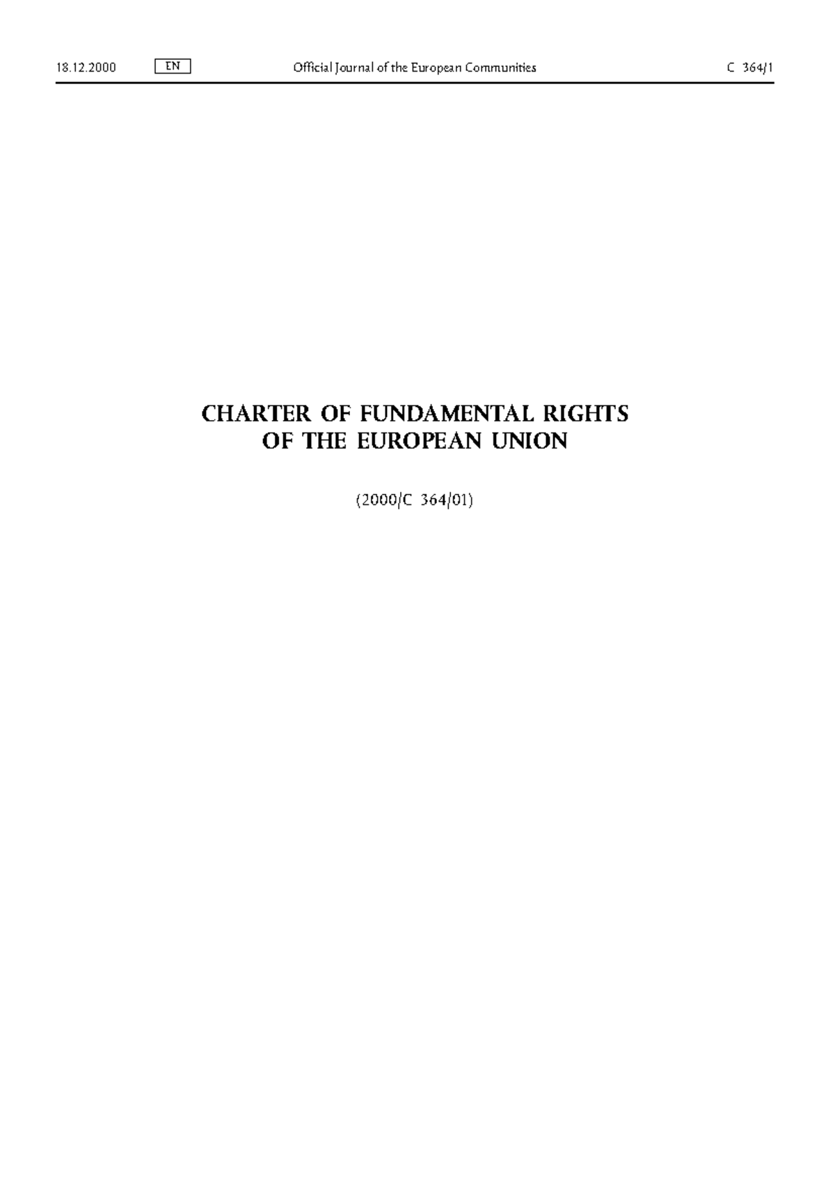 European Charter ON Fundamental Rights - CHARTER OF FUNDAMENTAL RIGHTS ...
