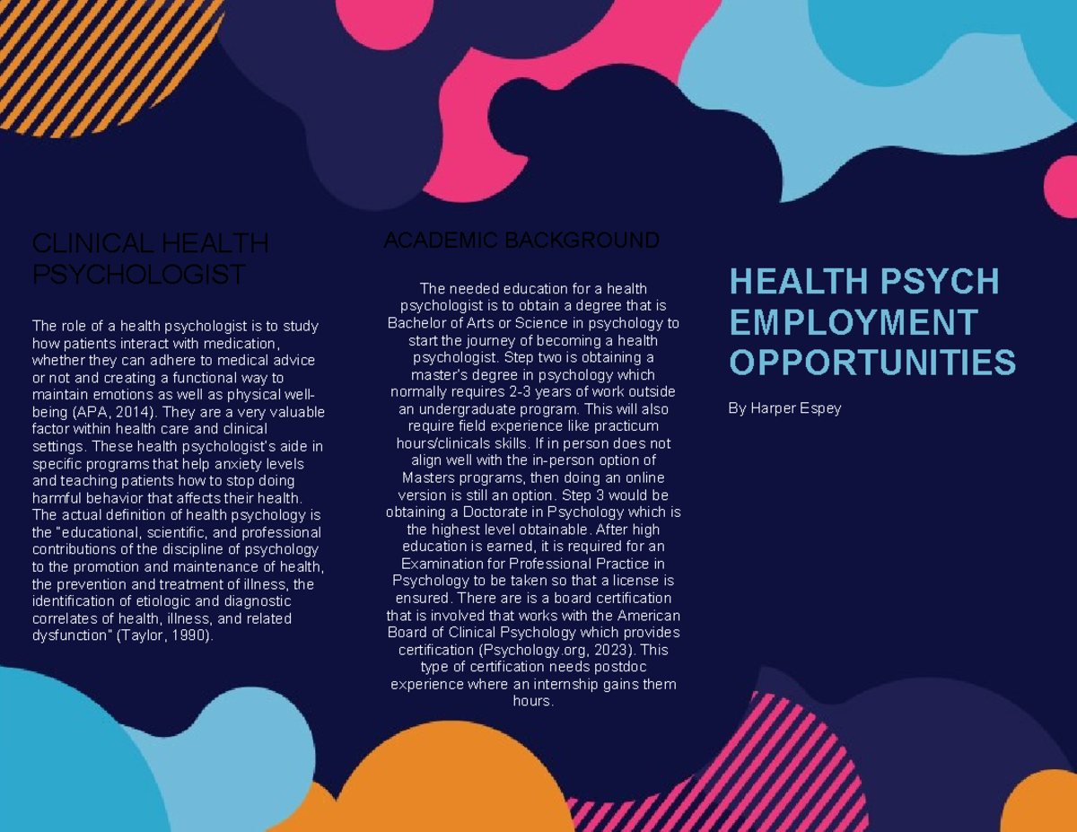 Health Psych Employment Oppurtunities Brochure CLINICAL HEALTH