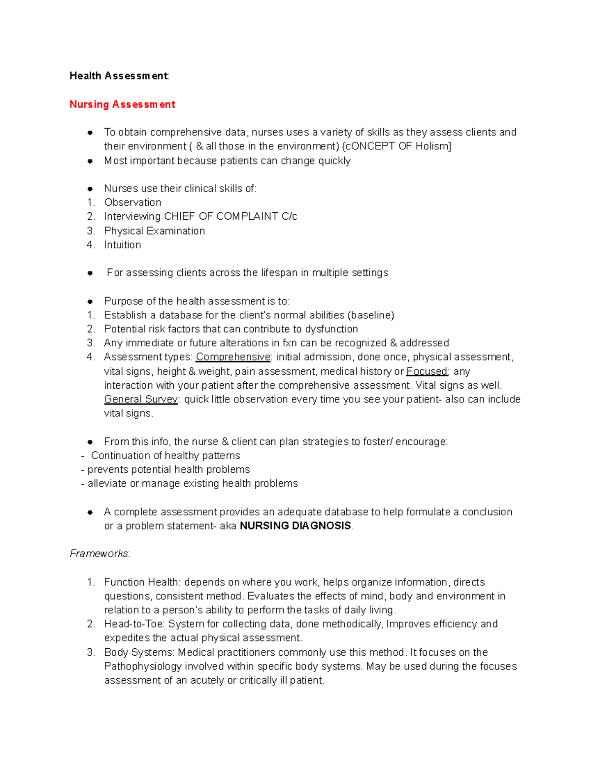 Week 3 Health Assessment & Vital Signs Health Assessment Nursing