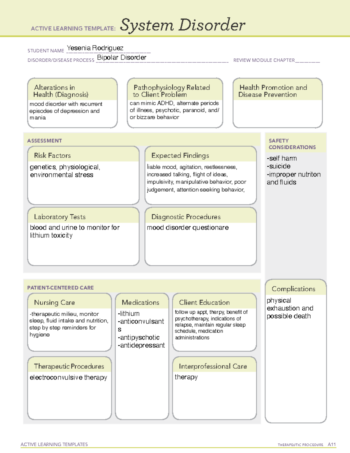 Bipolar disorder copy - ACTIVE LEARNING TEMPLATES THERAPEUTIC PROCEDURE ...