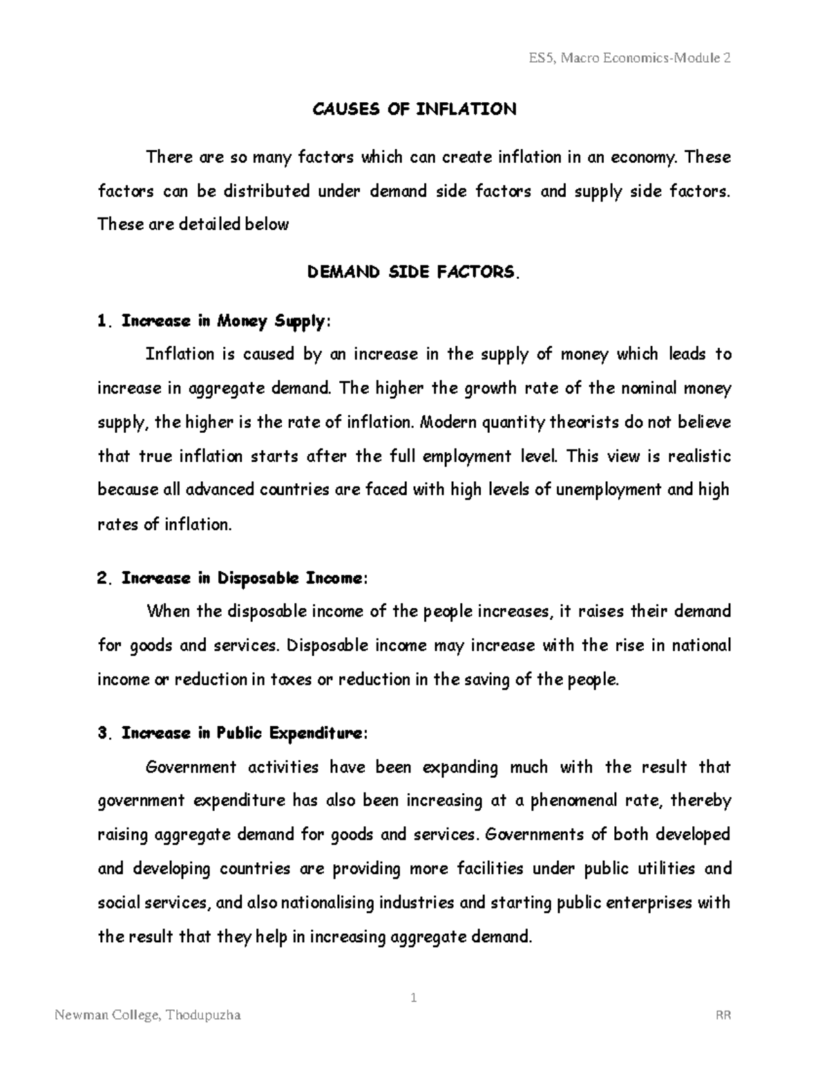 Causes OF Inflation - 1 CAUSES OF INFLATION There are so many factors ...
