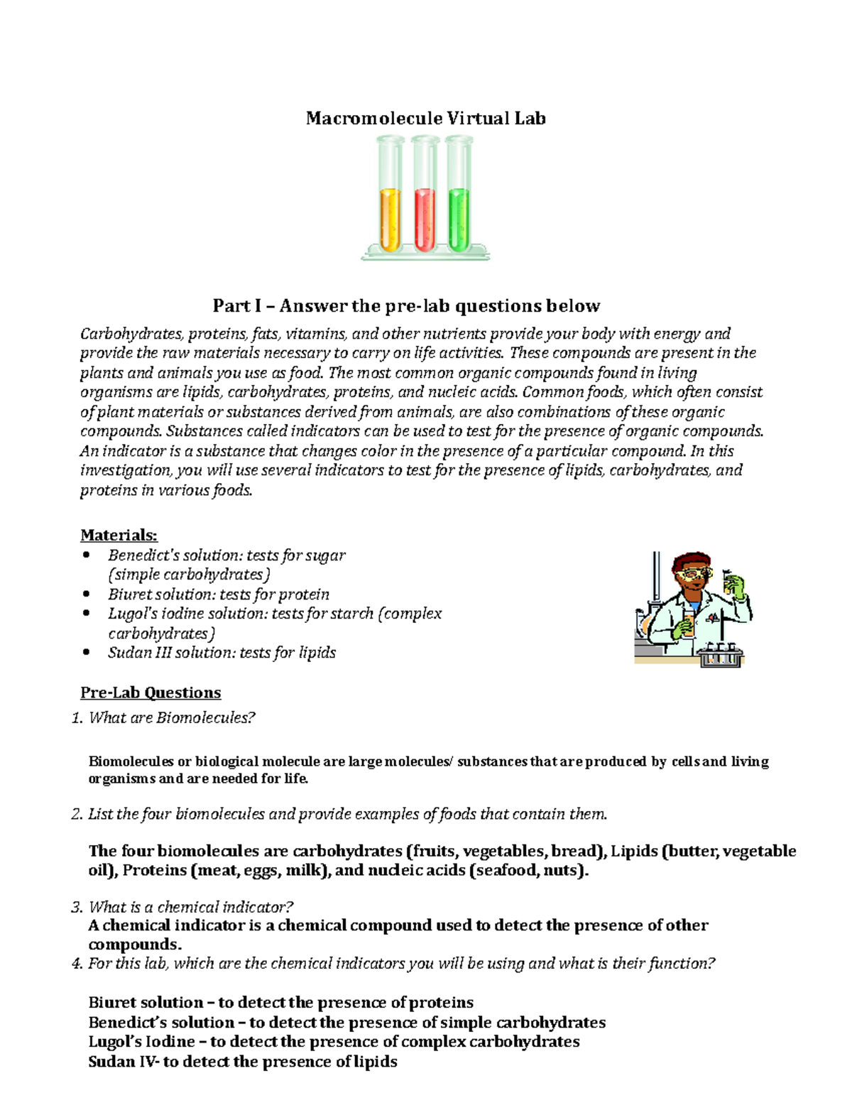 Macromolecules Worksheet Sum21 Macromolecule Virtual Lab Part I 