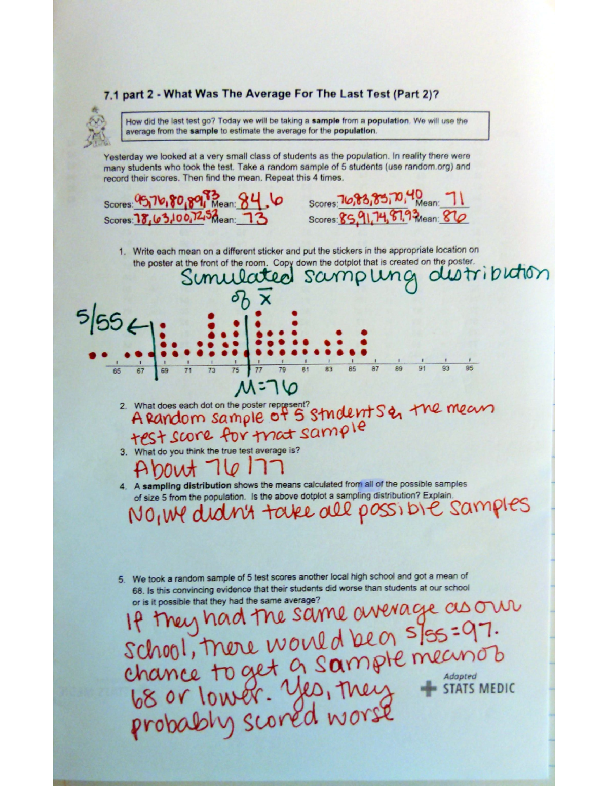 7.1 part 2 - Helpful notes for AP Statistics. - Studocu