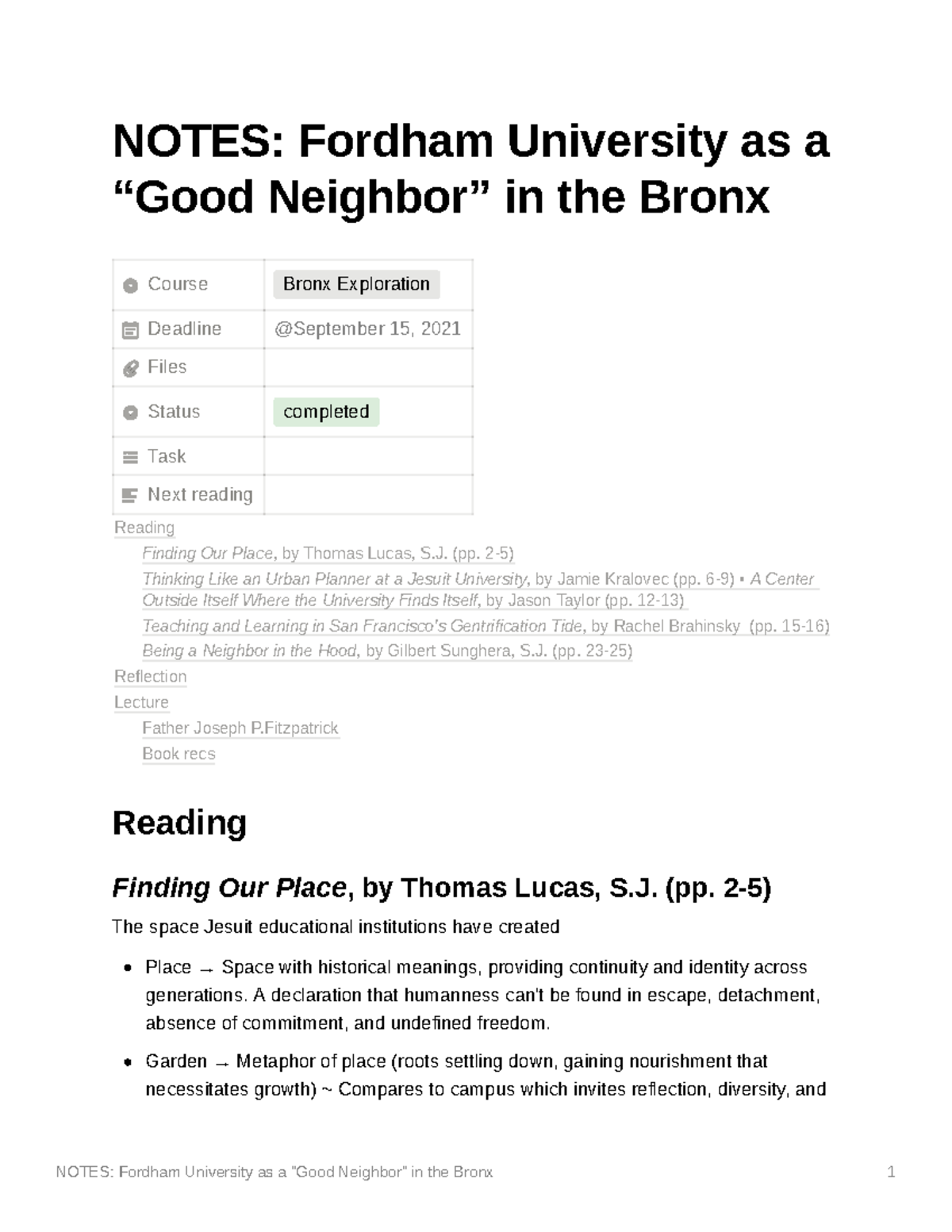 Notes Fordham University As A Good Neighbor In The Bronx - NOTES ...