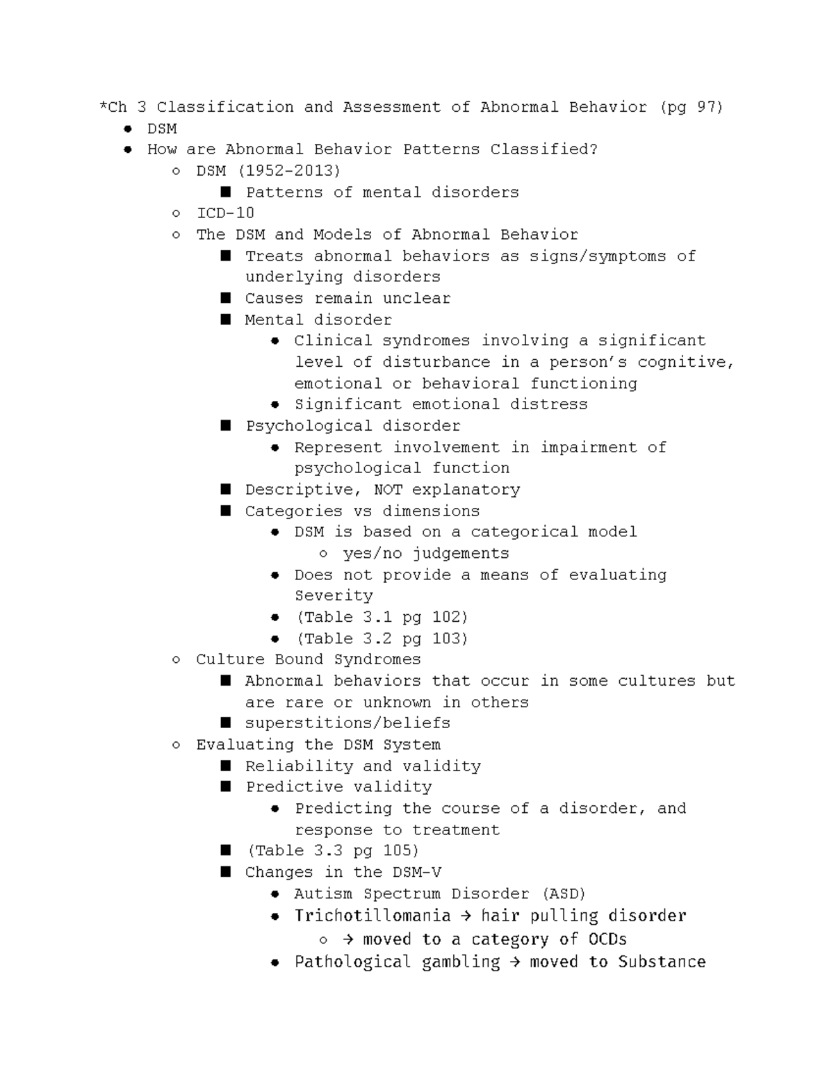 Abnormal Psych Ch 3 Notes - *Ch 3 Classification and Assessment of ...