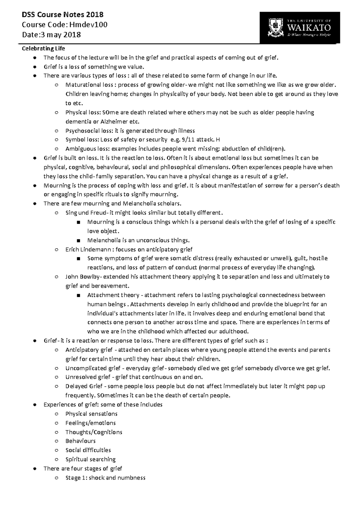Hmdev 100, 3 May 2018 - Lecture notes 11 - DSS Course Notes 2018 Course ...
